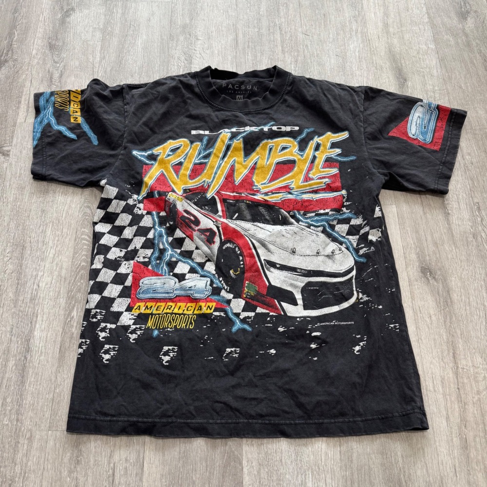 PacSun Blacktop Rumble NASCAR AOP Racing Graphic T-Shirt Black Mens M